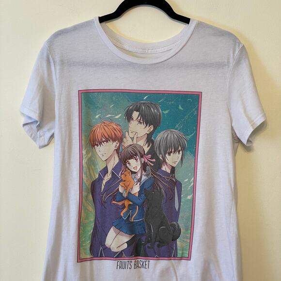Fruit Basket M boyfriend cut anime graphic short sleeve t-shirt white casual - Picture 2 of 7